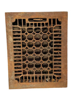 Antique Cast Iron Heating Grate Cover Vent Register Hexagon Honeycomb 14 X 11 F