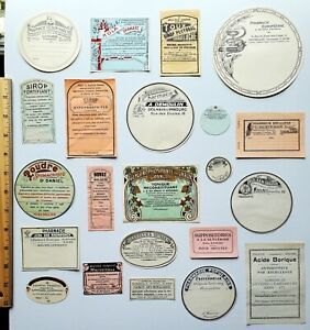 22 Diff Vintage Ornate Old Pharmacy Medicine Apothecary Labels Belgium Lot F