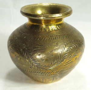 Lota Pot Hand Crafted Repeat Wave Design Indian Brass 7 5cmh Good Example Nice