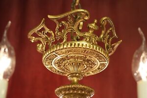Chandelier Antique Shape Huge 18 Lights Brass Vintage Lamp Old 35 