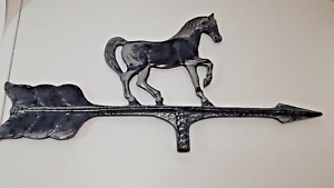 Horse Weathervane Black Silver Vintage 18 X 10 Cast Aluminum