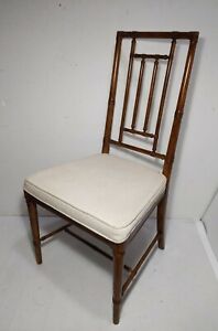 Vintage Drexel Heritage Faux Bamboo Wood Dining Chair Asian Chinoiserie Regency