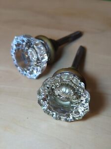 Antique Glass Door Knobs With Brass Hardware Restoration Crystal Clear Ec