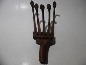 Vtg 5 Tine Hand Pull Cultivator Claw Hoe Plow Rake Farm Garden Tool Head Only