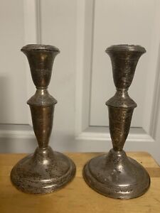 Pair Of Antique Sterling Silver Candlesticks Perfect Condition