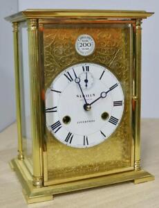 Rare Vintage Sewills Kieninger 8 Day Brass 4 Glass Table Regulator Clock