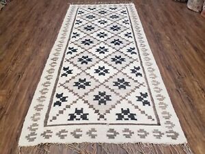 Antique South American Blanket 4x8 Wool Handwoven Handmade Flatweave Runner Rug