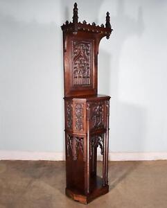 91 Tall Antique French Gothic Cabinet Cupboard Display Stand Pedestal
