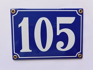Old French Blue Enamel Porcelain Metal House Door Number Street Sign Plate 105