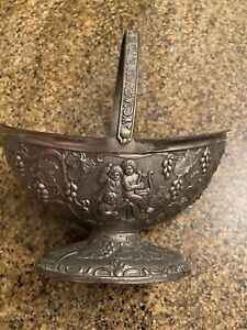 Free Shipping Victorian Antique Metal Basket With Cherubs