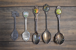 Vintage Spoon Lot Silverplated Pewter Other Travel Souvenir Cameo Australia