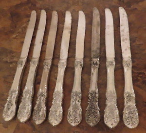 Fb Rogers French Rose Set Of 8 Dinner Knives Vintage Silverplate Flatware Lot A