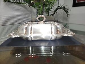 Antique Heavy English Silver Plated Serving Dish With Lid Mpo Corp 712 L Usa