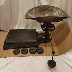 Antique Buffalo Grocery Scale With Scoop And Weights