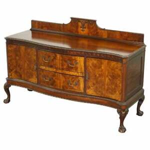 Victorian Thomas Chippendale Claw Ball Feet Sideboard Flamed Curl Mahogany