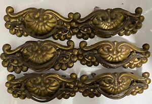 Vintage Jb Brass Drawer Pulls French Provincial Mid Century Antique Gold Lot 6 