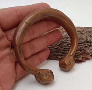 Post Medieval Ancient Bronze Heavy Islamic Bracelet Snake Head Authentic 268 1g