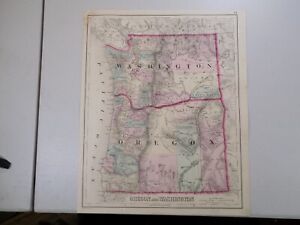 1875 Antique Color Gray S Atlas Map Oregon And Washington