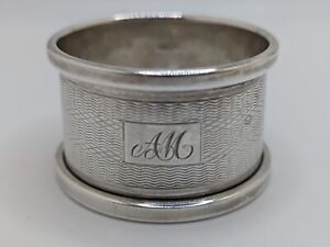 Vintage English Sterling Silver Napkin Ring Am Initials Engraving Dated 1952
