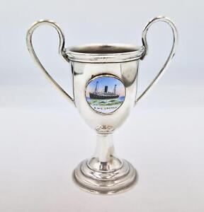 Rms Oronsay Silver Plate Applied Enamel Small Trophy Cup C1950