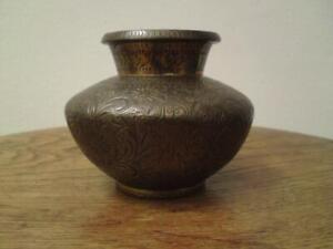 Antique 19th Century India Miniature Engraved Hindu Ritual Bronze Water Pot Lota