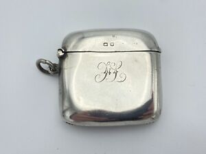Large Antique Sterling Silver Vesta Case Match Safe 1910