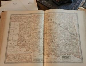 Century Atlas Map Plate 48 Oklahoma City Tulsa Cherokee Orig Antique 1911 Ok