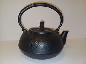 Vintage Asian Inspired Cast Iron Teapot Brand New With Tea Basket