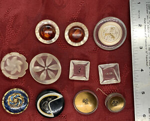 Antique Vintage Lot Of Buttons Lucite Shank Layered Carved