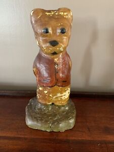 Vintage Primitive Teddy Bear Ceramic Folk Art Handmade Farmhouse Rustic