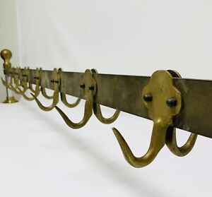 Mid Century Brass Double Hook Coat Rack