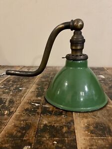 Vintage American Industrial Wall Sconce W Green Porcelain 7 5 Shade