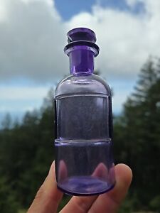 Beautiful 1890s Miniature Amethyst Apothecary Bottle Old Purple Pharmacy Jar 