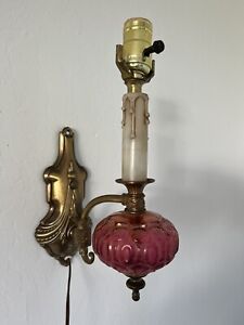 Antique Wall Sconce Vintage Lamp Candle Glass Bronze Lighting Electric