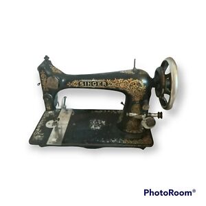 1898 Tiffany Decal Singer Model 27 Antique Treadle Hand Crank Sewing Machine