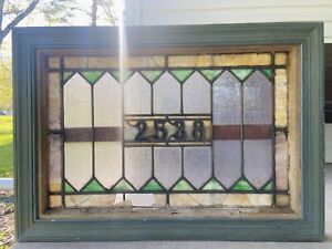 Antique Leaded Stained Glass Transom Window 33 5 X 23 5 Address 2538 Salvage