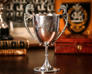 Preppy Ornate Gothic Style University Cambridge Antique Silverplate Trophy Cup