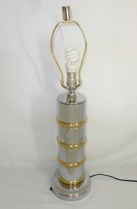 Mid Century Modern 1960 S 70 S Italian Segmented Chrome Brass Column Table Lamp