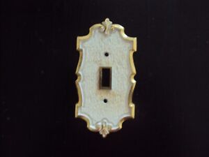 Vintage Brass Ajax Scovill Switch Plate Cover Amerock Carriage House Style White