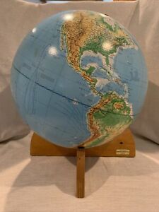 Denoyer Geppert Cartocraft 16 Globe Physical Political Vintage Mcm 1966 Stand
