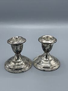 Vintage Empire Sterling Silver Candlesticks Weighted 3 