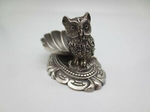 Lovely Victorian Silver Plated Figural Owl Bird Shell Individual Salt Cellar