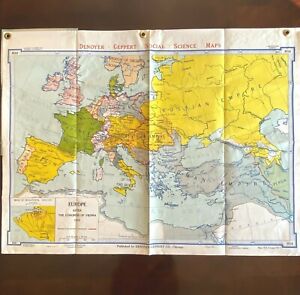 1944 Denoyer Geppert Classroom Wall Map H16 Europe After 1815 Hard Folio Bk5
