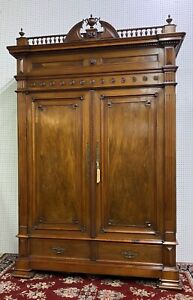 Exceptional 2 Door Antique French Louis Xvi Walnut Armoire Wardrobe Circa 1870
