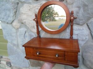 Vintage Men S Wood Shaving Mirror Stand Vanity For Dresser 18 X 16 Nice 
