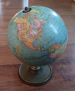 Vintage 40 S 50 S Cram 9 Inch Terrestrial World Globe With Metal Stand