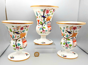 Rare Antique English Porcelain Spode Garniture Of Three Vases Pattern 3710 C1820