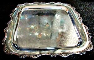 Antique Wilcox International Silver Co American Rose 328 Serving Platter Tray