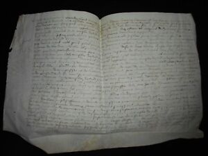 1555 Antique Manuscript Document 42x27cm Large Vellum Handwritten Legal