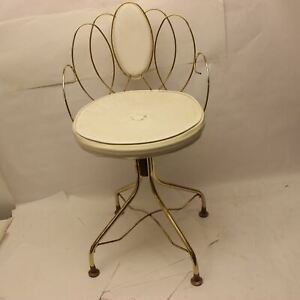 Vintage Golden Wire Metal Bathroom Makeup Chair